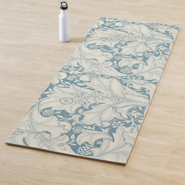 William Morris Wallflower floral blue damask  Yoga Mat (In Situ)