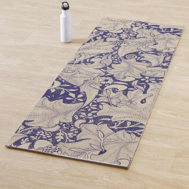 William Morris Wallflower floral blue damask  Yoga Mat (In Situ)
