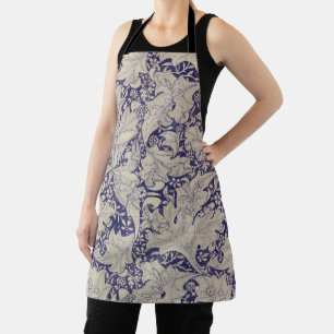 William Morris Wallflower Pattern Antique Blue Apron