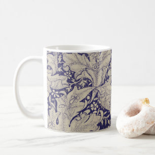 William Morris Wallflower Pattern Antique Blue Coffee Mug