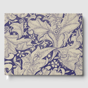 William Morris Wallflower Pattern Antique Blue Guest Book