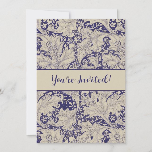 William Morris Wallflower Pattern Antique Blue Invitation (Front)