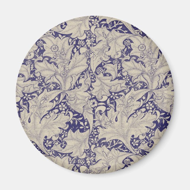 William Morris Wallflower Pattern Antique Blue Magnet (Front)