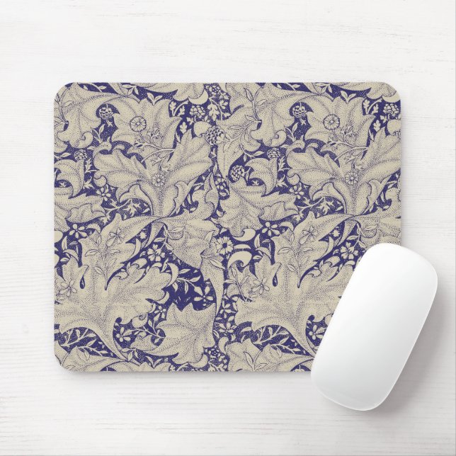 William Morris Wallflower Pattern Antique Blue Mouse Mat (With Mouse)