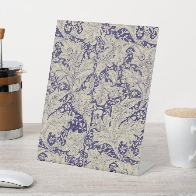William Morris Wallflower Pattern Antique Blue Pedestal Sign (In SItu)