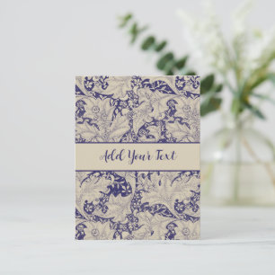 William Morris Wallflower Pattern Antique Blue Postcard