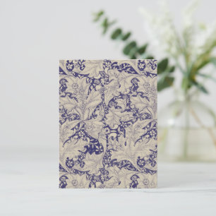William Morris Wallflower Pattern Antique Blue Postcard