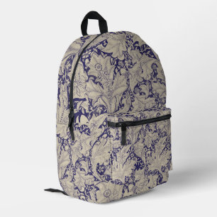 William Morris Wallflower Pattern Antique Blue Printed Backpack
