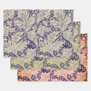 William Morris Wallflower Pattern Antique Blue Wrapping Paper Sheet