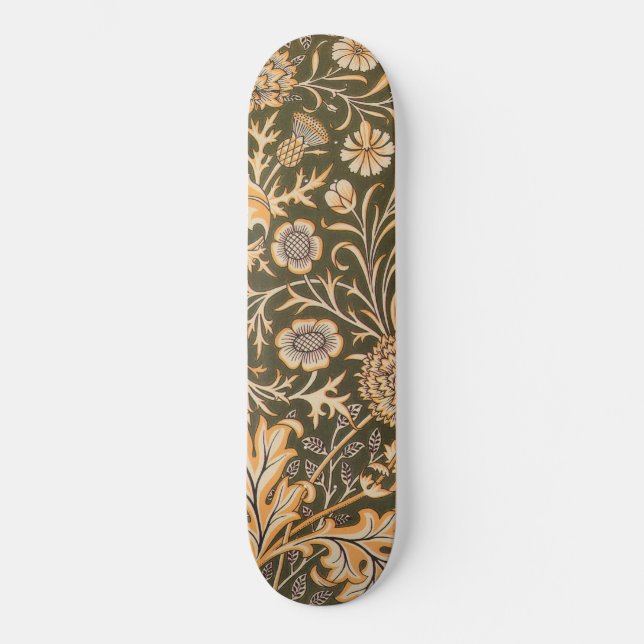 william morris wallpaper cherwell design skateboard (Front)