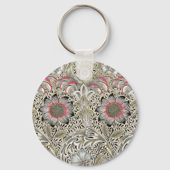 william morris wallpaper corncockle floral key ring (Front)