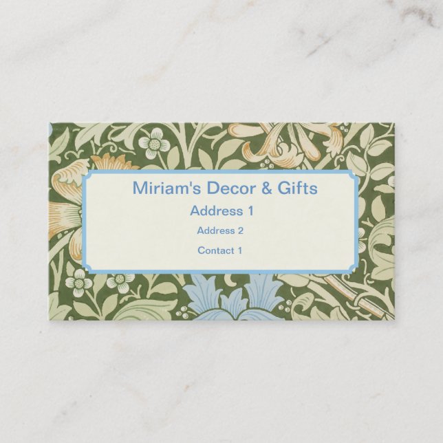 William Morris Wallpaper Designs Business Card (Front)