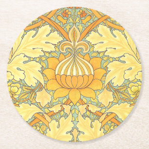 William Morris Wallpaper for St. James Place Round Paper Coaster