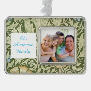 William Morris Wallpaper Pattern Silver Plated Framed Ornament