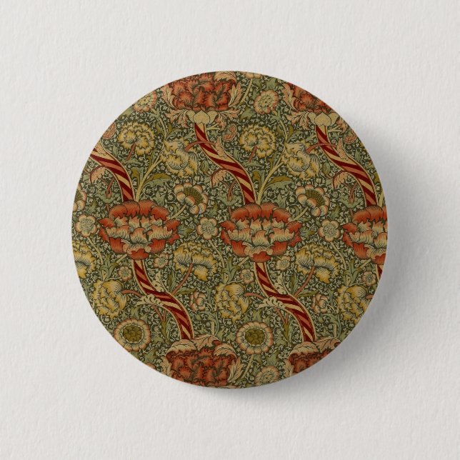 William Morris Wandle English Floral Damask Design 6 Cm Round Badge (Front)
