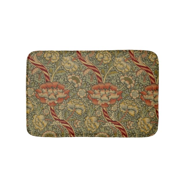 William Morris Wandle English Floral Damask Design Bath Mat (Front)