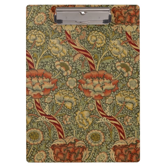 William Morris Wandle English Floral Damask Design Clipboard (Front)