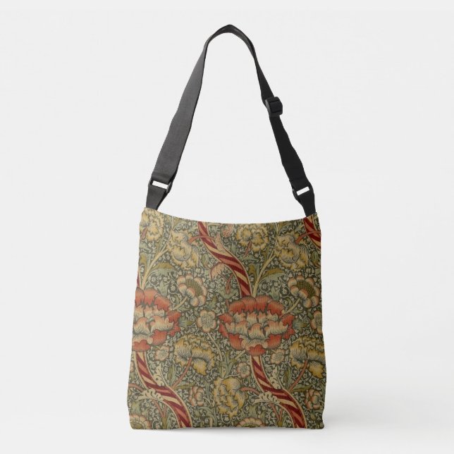 William Morris Wandle English Floral Damask Design Crossbody Bag (Front)