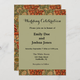 William Morris Wandle English Floral Damask Design Invitation