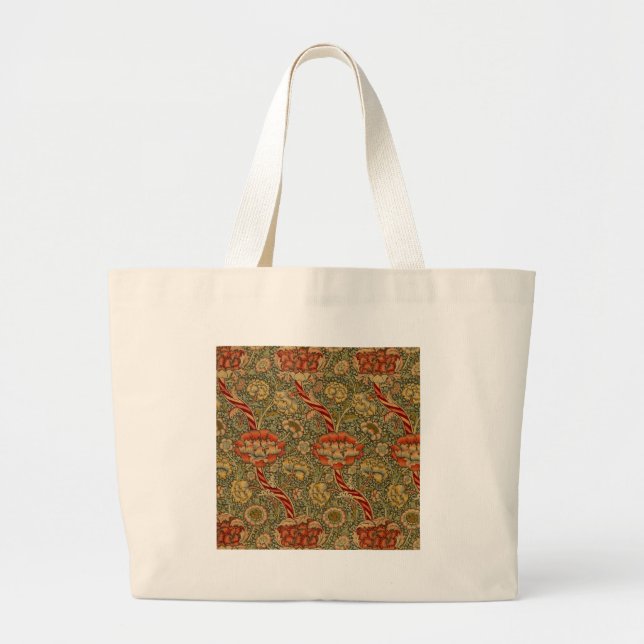 William Morris Wandle English Floral Damask Design Large Tote Bag (Front)