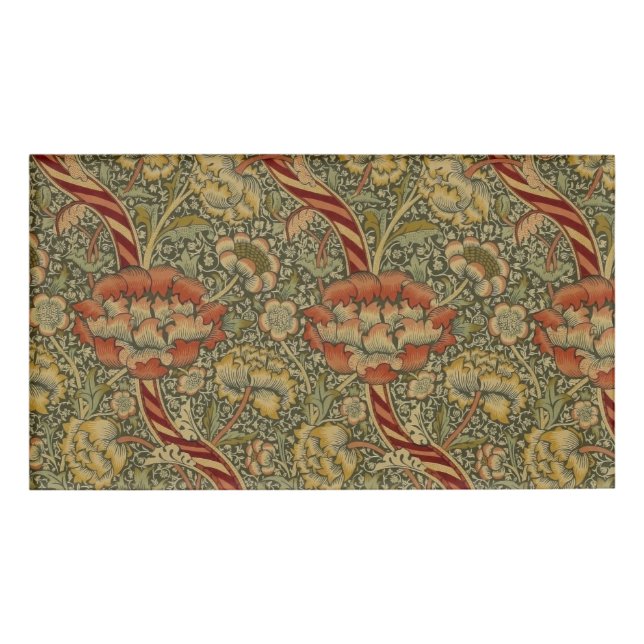 William Morris Wandle English Floral Damask Design Name Tag (Front)