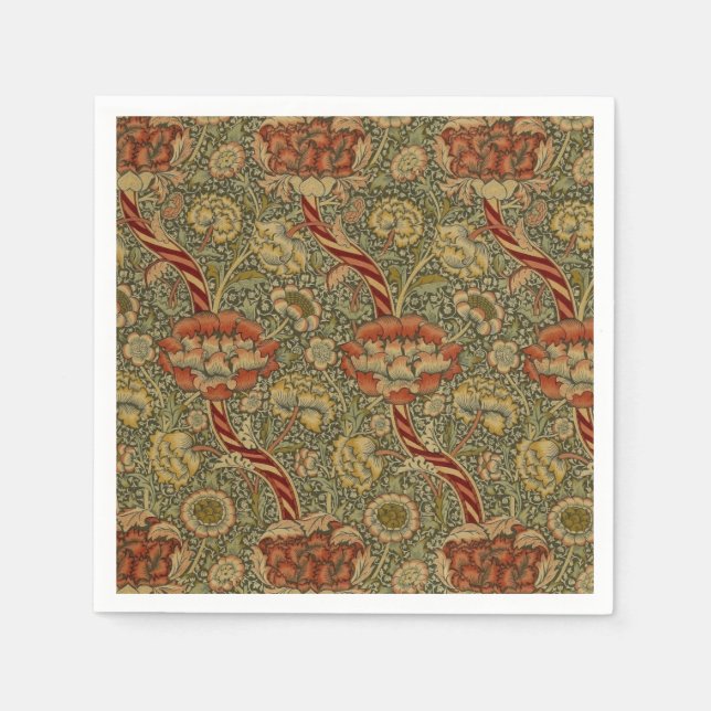 William Morris Wandle English Floral Damask Design Napkin (Front)