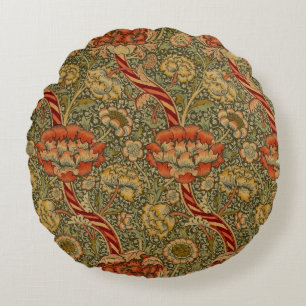 William Morris Wandle English Floral Damask Design Round Cushion