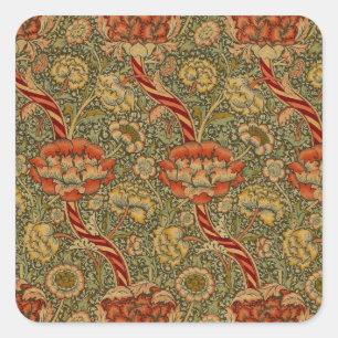 William Morris Wandle English Floral Damask Design Square Sticker