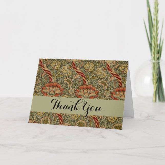 William Morris Wandle English Floral Damask Design Thank You Card (Front)