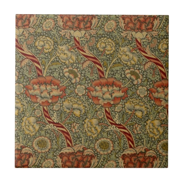 William Morris Wandle English Floral Damask Design Tile (Front)