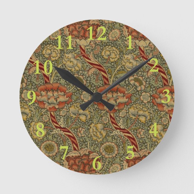 William Morris Wandle English Floral Design Round Clock (Front)