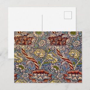 William Morris Wandle Navy Blue Floral Art Postcard