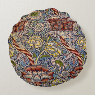 William Morris Wandle Navy Blue Floral Art Round Cushion