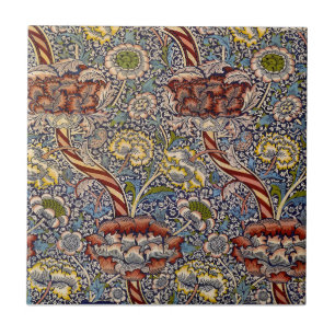 William Morris Wandle Navy Blue Floral Art Tile
