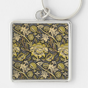 William Morris Wey Floral Arts Crafts Wallpaper Key Ring