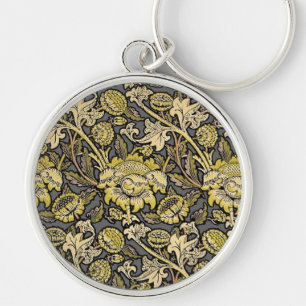 William Morris Wey Floral Arts Crafts Wallpaper Key Ring