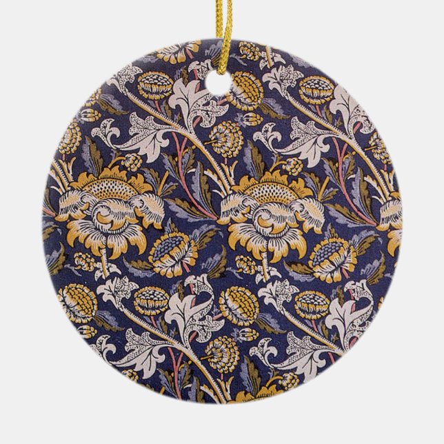 William Morris Wey Floral Wallpaper Ceramic Tree Decoration (Front)