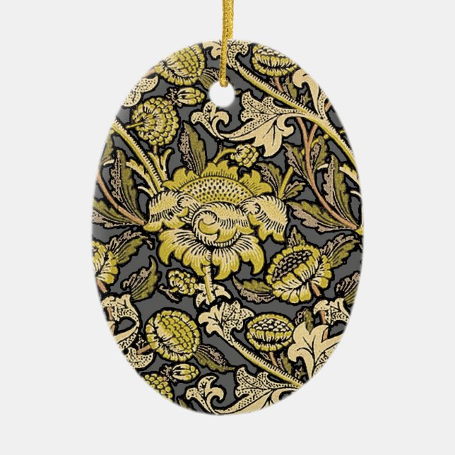 William Morris Wey Floral Wallpaper Ceramic Tree Decoration (Front)