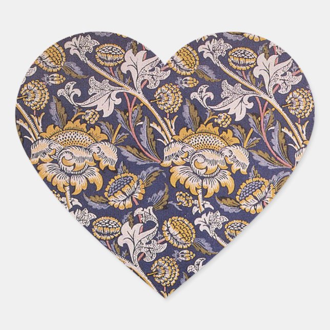 William Morris Wey Floral Wallpaper Heart Sticker (Front)