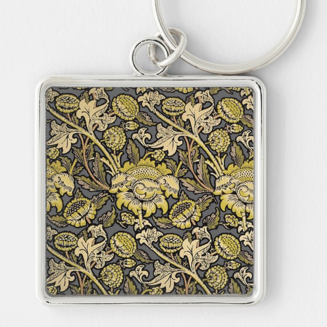 William Morris Wey Floral Wallpaper Key Ring (Front)