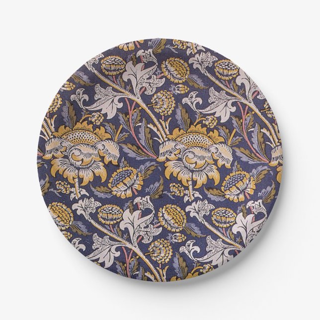 William Morris Wey Floral Wallpaper Paper Plate (Front)
