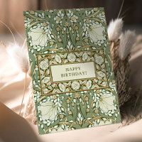 William Morris White and Green Pimpernel Birthday