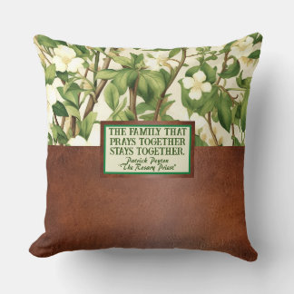  William Morris White Green Floral Religious Quote Cushion