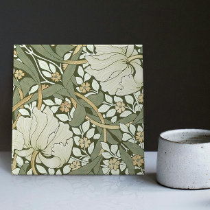 William Morris White Green Pimpernel Vintage Ceram Tile