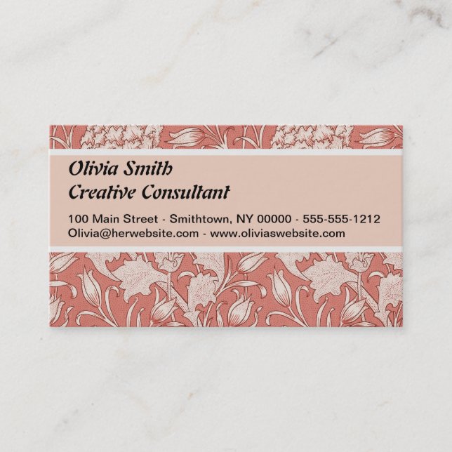 William Morris Wild Tulip Classic Victorian Design Business Card (Front)