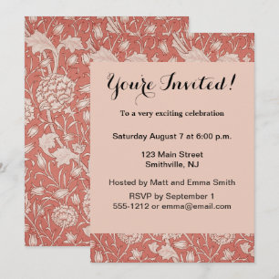 William Morris Wild Tulip Classic Victorian Design Invitation
