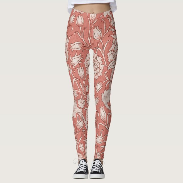 William Morris Wild Tulip Classic Victorian Design Leggings (Front)