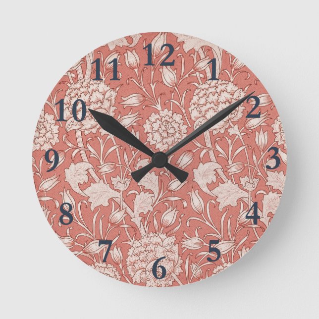 William Morris Wild Tulip Classic Victorian Design Round Clock (Front)