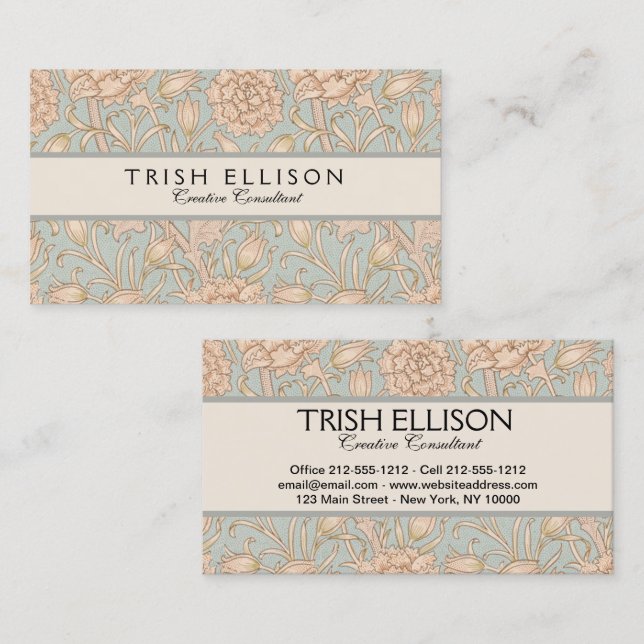 William Morris Wild Tulip Flower Floral Design Business Card (Front/Back)