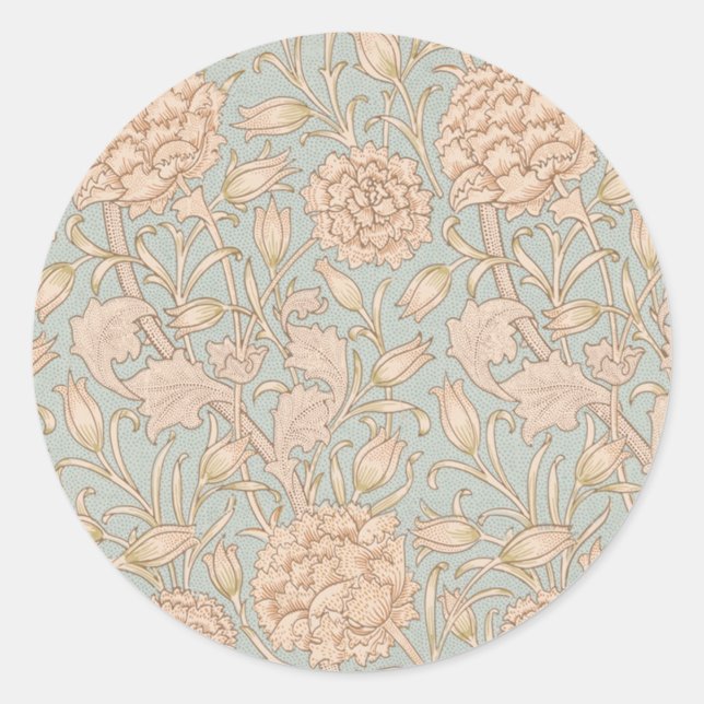 William Morris Wild Tulip Flower Floral Design Classic Round Sticker (Front)